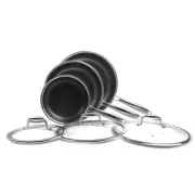 6-Piece Hybrid Nonstick Frying Pan Set – 8, 10, 12 Inch Stainless Pans w/Lids