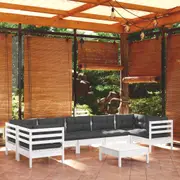 8 Piece Garden Lounge Set with Cushions White Pinewood vidaXL