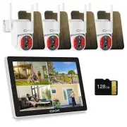 Forever Power Security Cameras System C202, 4 Solar Security Cameras with Mon...