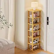 CATZONS Bamboo Shoe Rack - Tall Narrow Corner Shelf for Small Spaces Closet Entryway Corner Garage and Bedroom, Skinny Shoe Shelf Free Stackable DIY