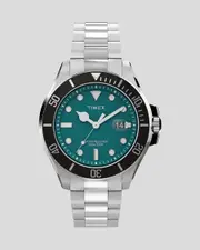 [Timex] Timex Men's Harborside Coast Stainless Steel Watch in Blue/Silver/Black One Size Blue/Silver/Black