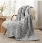 Amélie Home Chunky Knit Blanket Throw, Thick Soft Yarn Chunky Throw