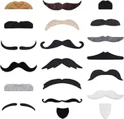 KICNIC 60 Pcs Fake Mustaches Self Adhesive (20 Designs) Novelty Hairy Beard Costume Facial Hair for Christmas Party Supplies Decorations, Suitable for All Ages Multicolored