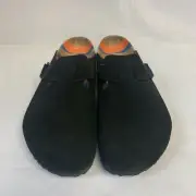 Birkenstock New w/ Box Boston Black Suede Graphic Footbed Narrow - Select Size