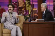 Actor Sacha Baron Cohen as Borat during an interview with host Jay- Old Photo 11