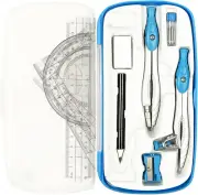 Professional Geometry Set, 10-Piece Protractor and Compass Kit for Students