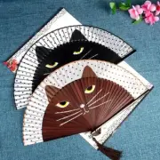 Chinese Style Folding Fan Silk Cat Hand Held Fans Dance Fans Wedding Gift