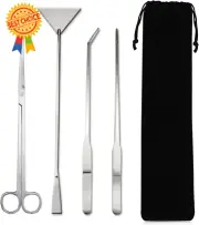 Aquarium Aquascape Tools Kit, 4 in 1 Stainless Steel Tweezers, Scissors, Scraper