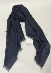 Max Mara women's Scarf wrap Pashmina - Ultramarine Navy Print - retail $220
