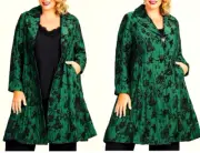 TS TAKING SHAPE plus size S-M / 18 Opulent Chenille Opera Coat jade jacquard NWT