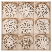 Wooden Snowflake Ornaments, 27Pcs Christmas Tree Hanging Decorations DIY Craf...