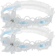 [TINEASUR] Bride's Leg Garters Set of 2 Lace Floral Elastic Wedding Leg Belts for Women