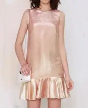 Rose Gold Ruffle Mermaid Mini Dress Metallic Champagne Free Flow Pastel People 0