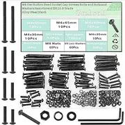 Zmbroll M4 Hex Socket Button Head Cap Screws 260Pcs M4x16/20/25/30/35/40/45/50mm Fully Threaded Machine Screws 10.9 Grade Alloy Steel Black Oxide Bolts Nuts Washer Assortment Kit