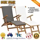 Wooden Deck Chair with Cushion Foldable Outdoor Garden Patio Lounge Furniture AU