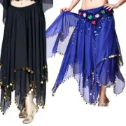 Belly Dance Costume Sequin Beaded Chiffon Skirt Elastic Waistband Carnival Rave