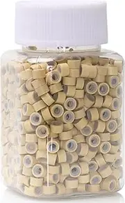 NIACONN 5mm Ash Blonde Silicone Lined Tinsel Extensions Beads, Microlink Rings I Tip Microbeads for Hair Extensions(1000Pcs/Bottle)