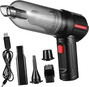 KALLORY 1Set Cordless Electric Air Duster Handheld Vacuum Cleaner High Power Portable Dust Cleaner for Computer Keyboard Window Cleaning Washable Filter Multiple Nozzles
