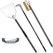 41.3" Oven Ash Shovel 43" Copper Clean Brush 44" Cleaning Rake and Steel Scraper High Temperature Resistant Barbecue Pizza Oven Cleaning Tool Set Gift Hooks