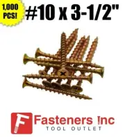 INTERCORP 1031SY #10 X 3-1/2" Drywall/Deck Screws Yellow Zinc 1,000 BOX