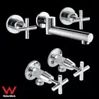 Tigris Laundry Tap Sets Swivel Wall Spout Washing Machine Stops Full Turn Chrome