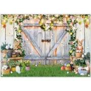 84x60inch Spring Easter Photography Backdrops Garden Floral Grass Rabbit Eggs