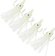 4Pcs Luminous Octopus Fishing Hooks Night Light Bait for Bass Fishing Durable Artificial Squid Lures Strong Temptation Design for Night Fishing Safe Long Lasting Material