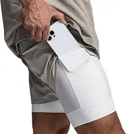 [MECH-ENG] Men's 2 in 1 Workout Running Shorts 7" Training Quick Dry Shorts with Phone Pockets
