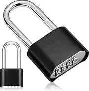 Combination Padlock 4-Digit Locker Padlock Long Shackle Weatherproof Zinc Alloy Heavy Duty Coded Lock for Gym School Locker Garage Outdoor 60mm-