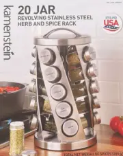 NEW Kamenstein 20 Jar Revolving Spice & Herb Rack Stainless Steel Kitchen Gift!