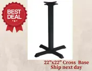 22"x22" Restaurant Table Cross Base/Leg with Table or Bar Height Column