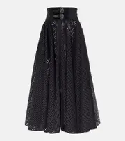 [Alaia] Alaïa Cotton-blend midi skirt AU 6 black