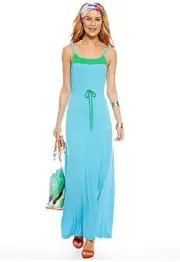 Cynthia Rowley Turquoise/Green Color Block Stretch Jersey Maxi Dress - $99