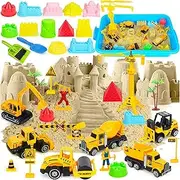 Kinetic Sand - Magic Sand Set for Children from 3 Years, Includes Play Sand, Crane, Cars & Moulds, Portable Sandpit for Indoor & Outdoor Use - Magic Sand Toy Gift for Boys & Girls