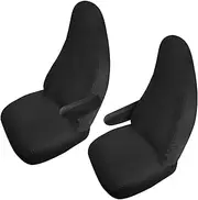Front Seat Covers Replace for 2010-2021 Chevy Express Bucket Seats with Opening for Grab Handle on Passenger Side Backrest, Knitted Fabric Composite Soft Foam Lining Airmesh Breathable Seat Cover