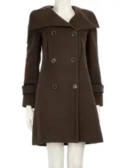 Brown Wool Double Breasted Coat