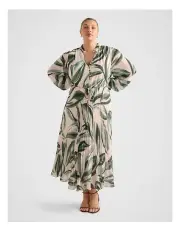 [Forever New Curve] Annabel Button Through Midi Dress in Green
