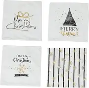 HOOTNEE Christmas Pillow Case Set 4 Pack Bed Pillowcase White Decorative Covers