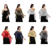 Embroidery Scarf for Wedding Sequins Decor Shawl Breathable Sunproof Supplies