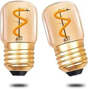 TobeBright 1W E27 LED Night Light Bulbs, Mini Spiral Filament Vintage Bulbs, T28 Tubular Edison Tube Lights Warm White 2200K, Amber Glass, 10W/15W Equivalent, 35 Lumen, Non-Dimmable, 2 Pack