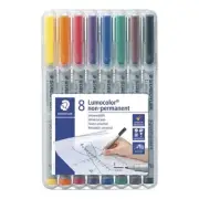 STAEDTLER Lumocolor Non-permanent Marker 8 Assorted Colour 0.6mm Fine 316 WP8