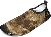 [BTCOWZRV] Water Shoes for Women Men Golden Moon Image Water Sports Shoes Slip-on Breathable Lightweight Athletic Aqua Sock