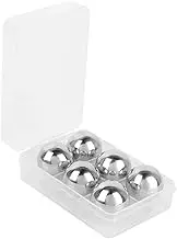 6Pcs Stainless Steel ice Cubes, Reusable Whiskey Vodka Stone Balls with ice Hockey Tongs Whiskey Gifts for Men