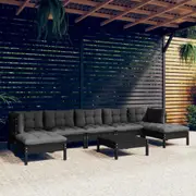 8 Piece Garden Lounge Set with Cushions Black Pinewood vidaXL