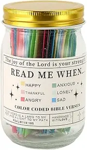 Bible Verses Jar, 60 Bible Verse Cards Paper Bright Colors Jesus Scripture Jar Reusable Different Emotions Feelings Bible Verses in a Jar for Family, School, Party Games