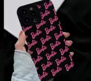 Barbie iphone 14 pro max case, Black w/ Pink Print