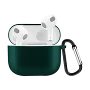 Solid Color Silicone Earphone Protective Case for AirPods 3rd Gen, with Hook, Dark Green
