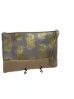 Metallic Pineapple Zip Pouch in grey- cavas - cosmetic or wristlet