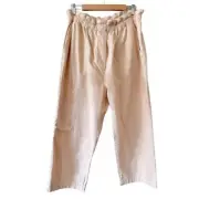 ANTHROPOLOGIE Paperbag Cropped Pants Sand Size L NEW