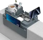 CLESOO Couch Cup Holder - Anti-Slip Sofa Armrest Tray with Dual Side Pockets - Silicone Anti-Spill Sofa Drink Holder Arm with Phone Holder - Couch Arm Tray for Cup, Phone, Tablet, Remote Control Snack